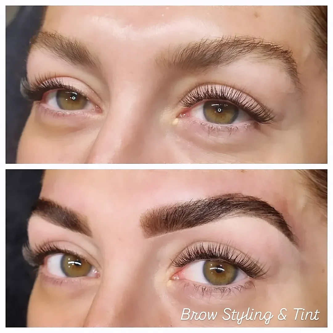 Brow styling and tint before and after