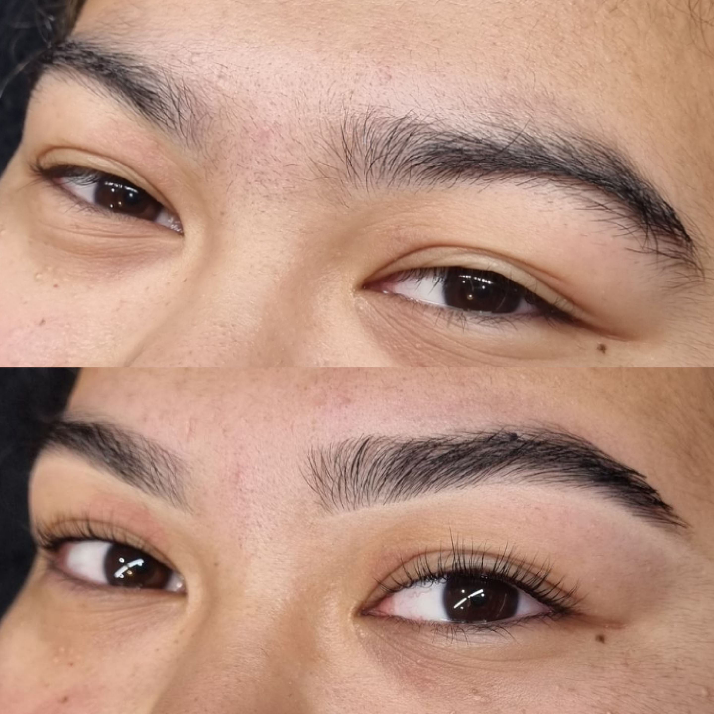 Brow wax and tint before and after