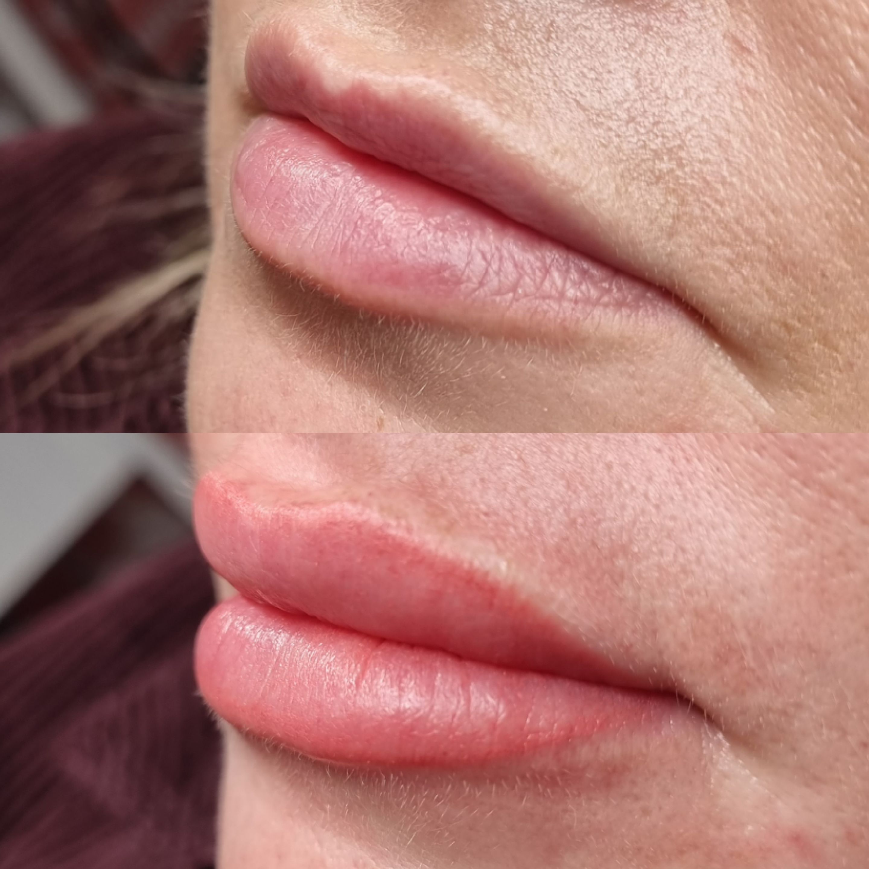 Lip blush tattoo before and after