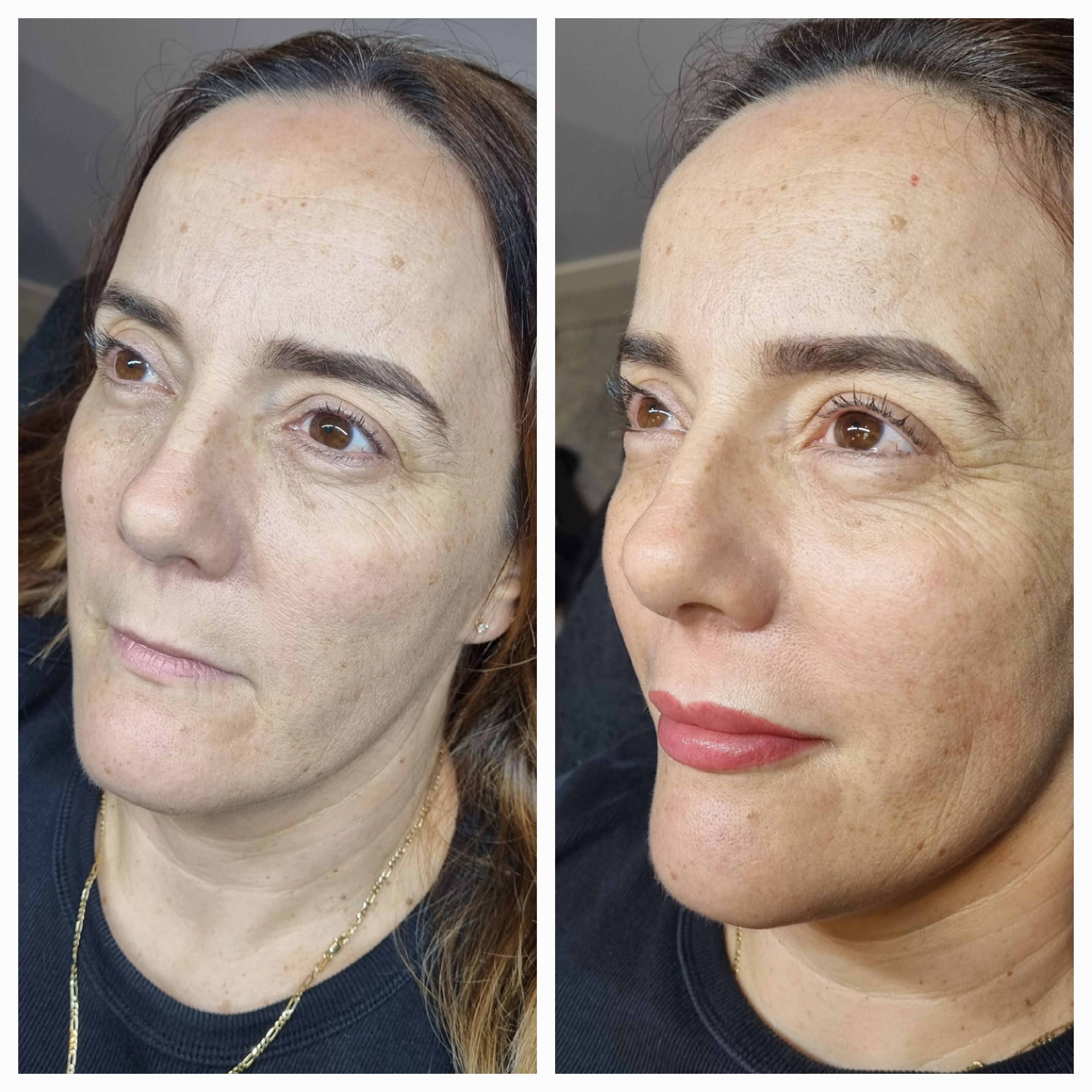 Lip blush before and after — healed result