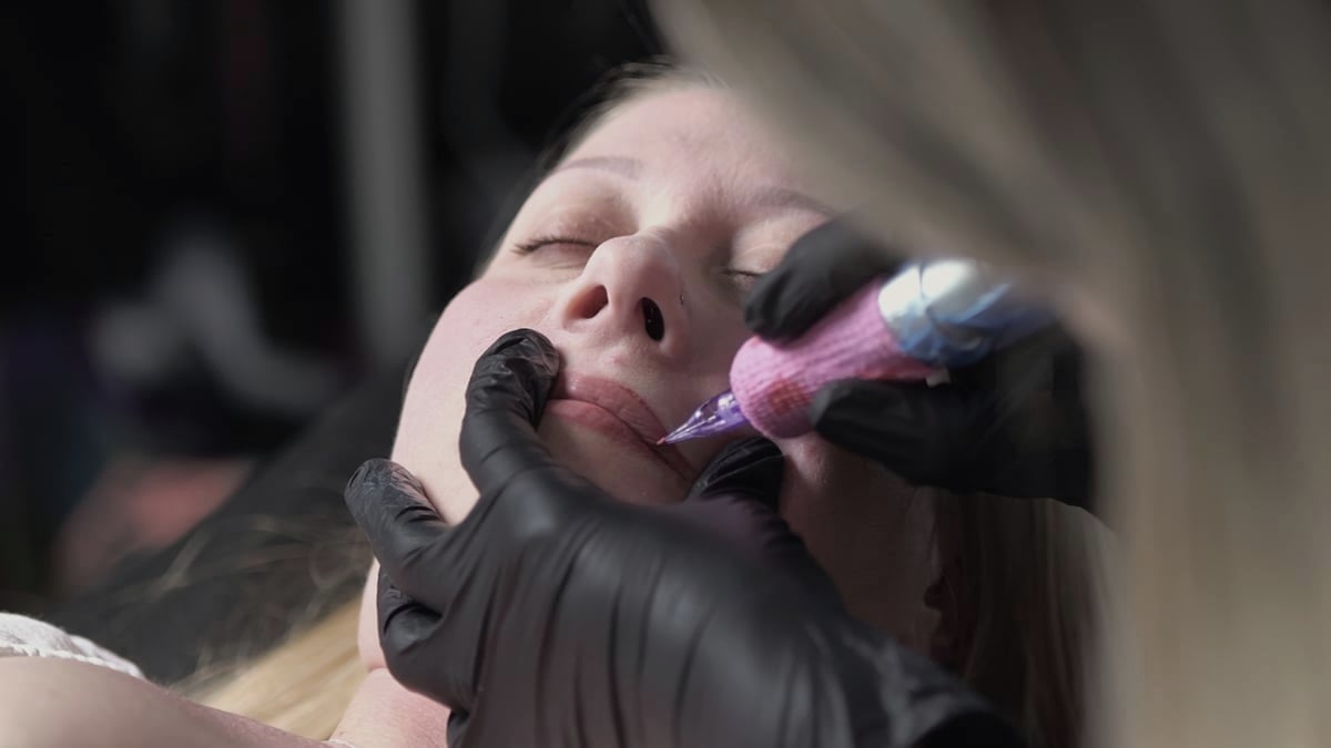 Lip tattoo result